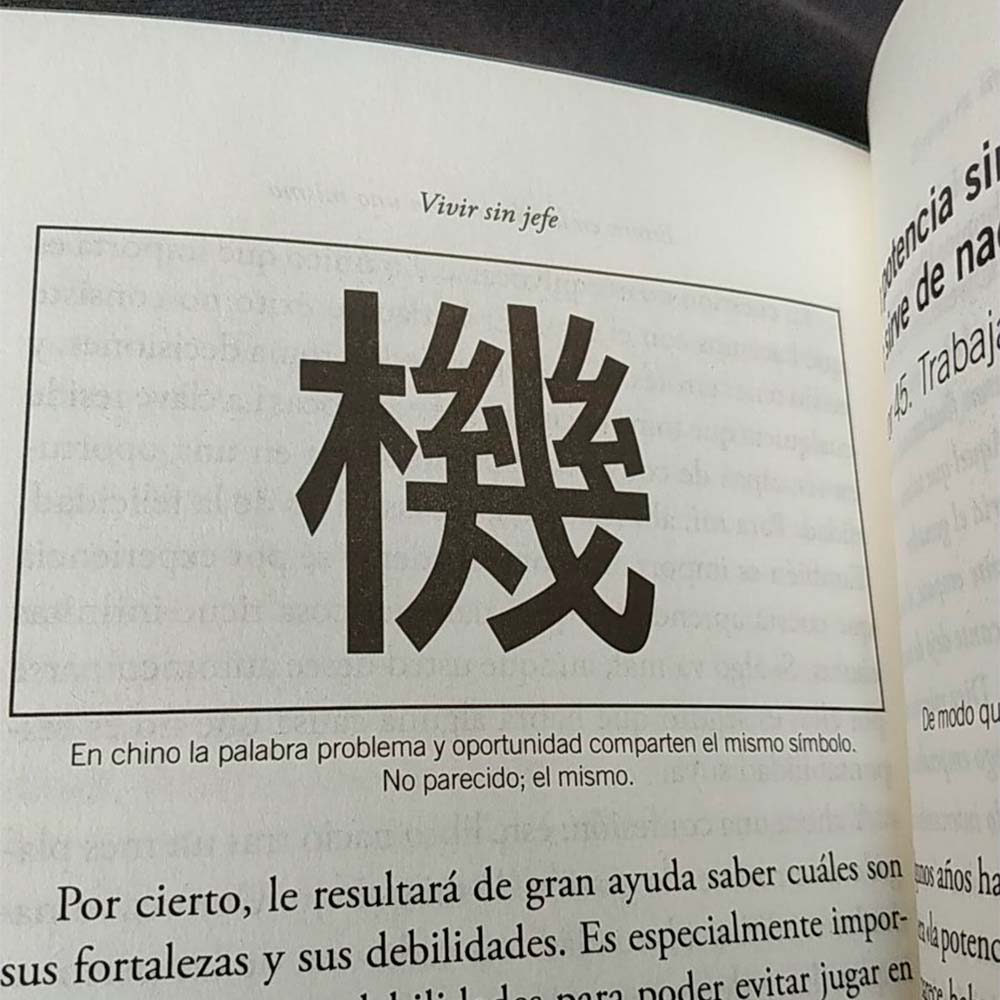42. En chino la palabra problema y oportunidad comparte el mismo símbolo. No ha aparecido; el mismo